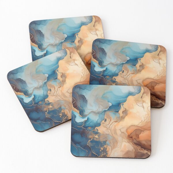 Item preview, Abstract fluid art pattern resembling marble in blue and brown tones designed and sold by homydesign.
