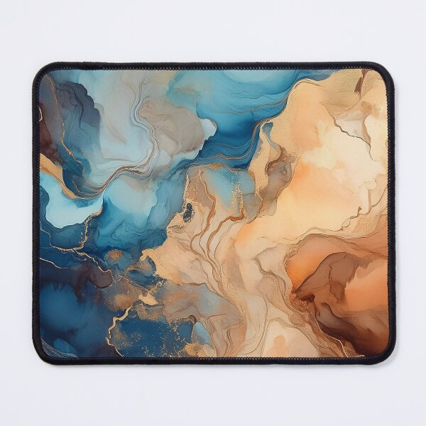 Item preview, Abstract fluid art pattern resembling marble in blue and brown tones designed and sold by homydesign.