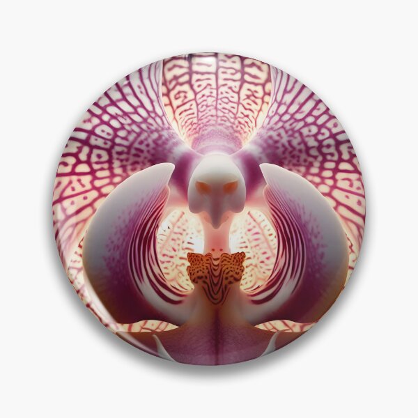 Item preview, Close-up of a detailed pink and white orchid blossom with intricate veining patterns designed and sold by homydesign.