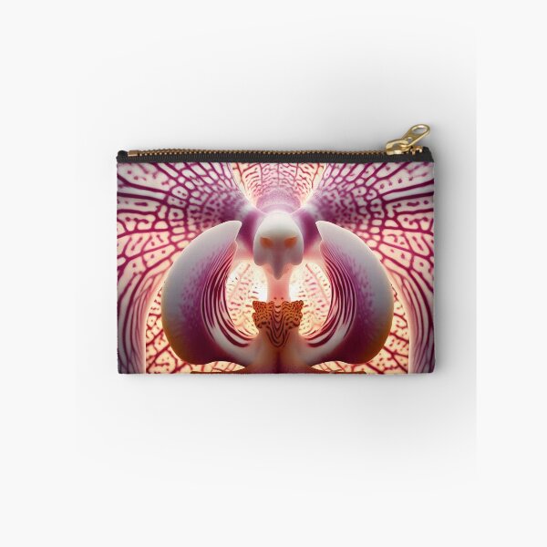 Item preview, Close-up of a detailed pink and white orchid blossom with intricate veining patterns designed and sold by homydesign.