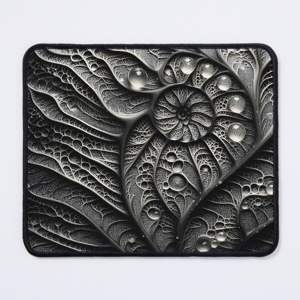 Item preview, Intricate black and white abstract pattern resembling a leaf vein structure with water droplets designed and sold by homydesign.
