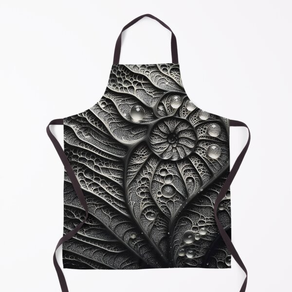 Item preview, Intricate black and white abstract pattern resembling a leaf vein structure with water droplets designed and sold by homydesign.