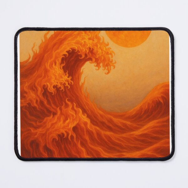 Item preview, Fiery Ocean Wave Art – Surreal Sun and Flame Sea Illustration | Red & Orange Energy Print designed and sold by Pop-clothes.