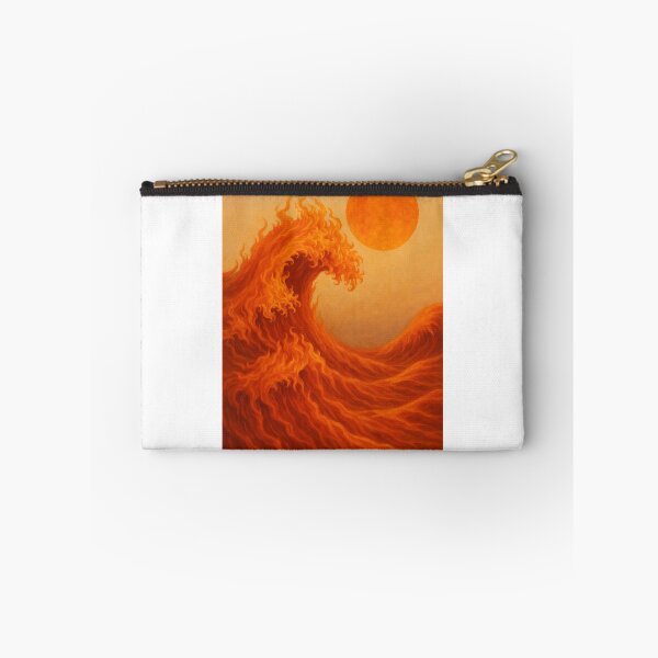 Item preview, Fiery Ocean Wave Art – Surreal Sun and Flame Sea Illustration | Red & Orange Energy Print designed and sold by Pop-clothes.