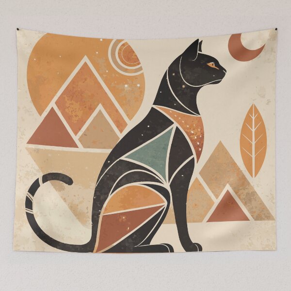 Item preview, Cat Retro Geometric Abstract 01 designed and sold by Eclectic Monkey.