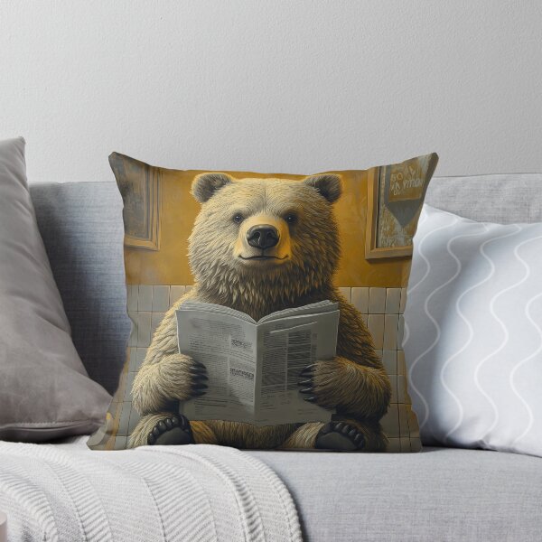 Item preview, Animal Cheerful Bear Reading News Toilet Rustic Bathroom designed and sold by gamalruginaq.