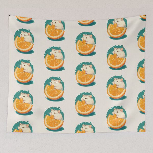 Item preview, Winter white hamster eating an orange designed and sold by etherElric.