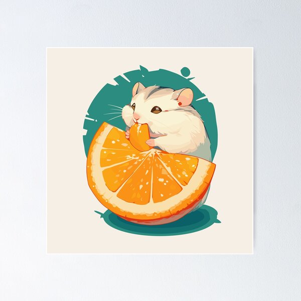 Item preview, Winter white hamster eating an orange designed and sold by etherElric.