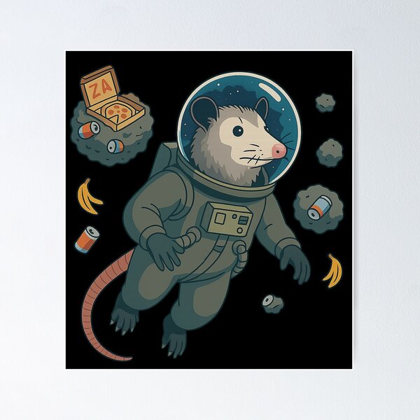 Aperçu de l'œuvre Possum Astronaut : Roi des déchets du cosmos créée et vendue par Hats in the Belfry.