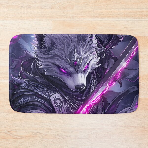 Item preview, Animal Samurai Wolf Ninja Purple Flame Eyes Sword Warrior Dark Mystic Aura designed and sold by odcpappels.