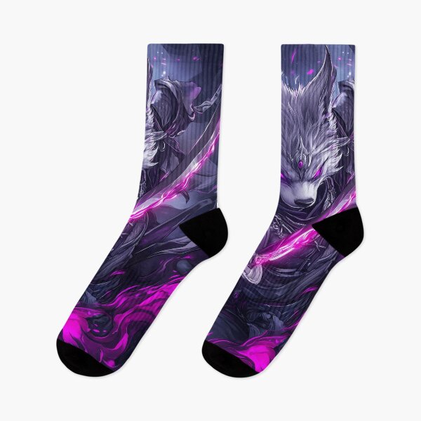 Item preview, Animal Samurai Wolf Ninja Purple Flame Eyes Sword Warrior Dark Mystic Aura designed and sold by odcpappels.