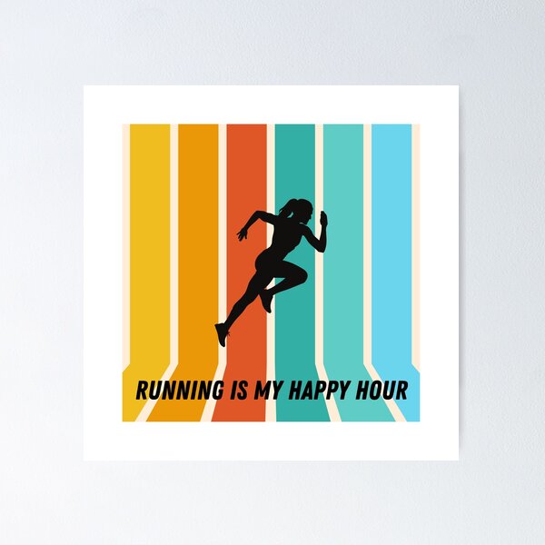 Item preview, Running is my happy hour retro colorful design designed and sold by siempredesign.