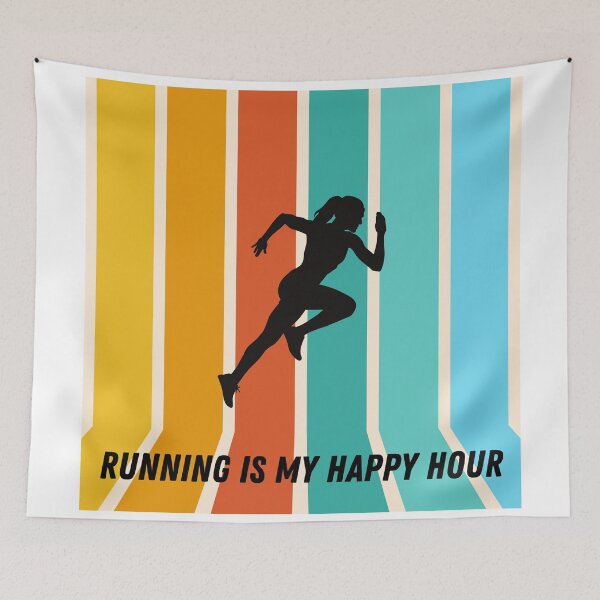 Item preview, Running is my happy hour retro colorful design designed and sold by siempredesign.