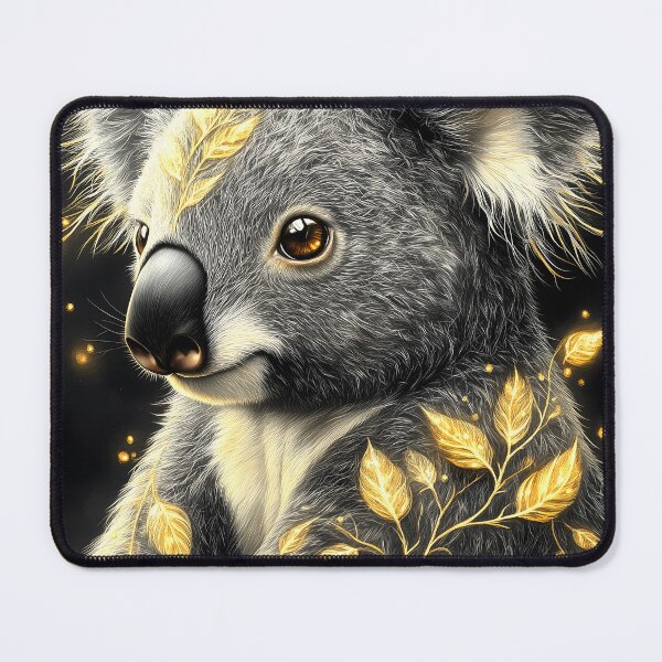 Item preview, Portrait Animal Gentle Koala Radiating Golden Vines Amid Enchanted Glow designed and sold by rivettlihuiq.