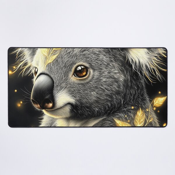 Item preview, Portrait Animal Gentle Koala Radiating Golden Vines Amid Enchanted Glow designed and sold by rivettlihuiq.