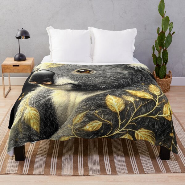 Item preview, Portrait Animal Gentle Koala Radiating Golden Vines Amid Enchanted Glow designed and sold by rivettlihuiq.