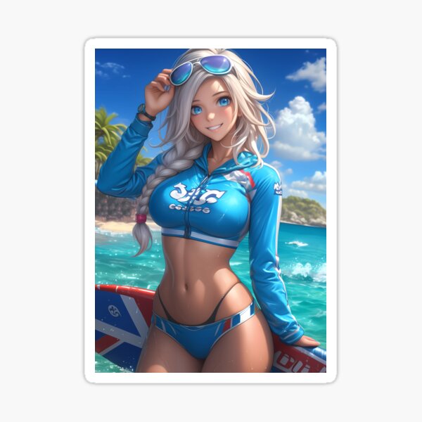 Artikel-Vorschau von Surfermädchen Anime Waifu Blond Beach Vibes Blau Sommerfahrt, designt und verkauft von roockfatobal.