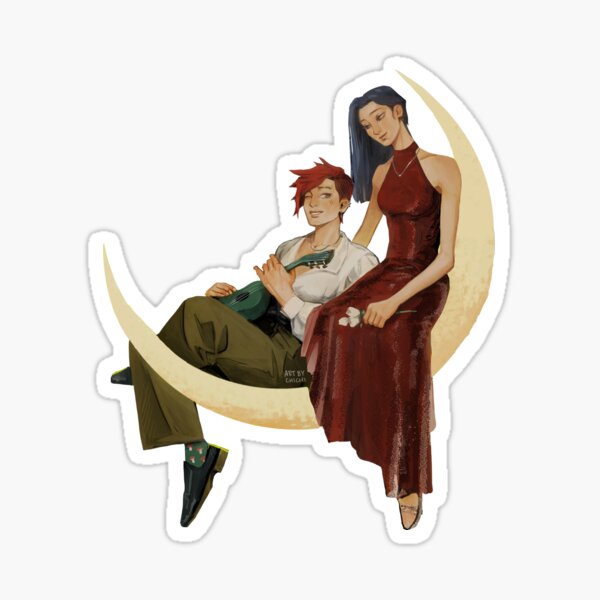 Item preview, Crescent Moon Couple (wlw/sapphic art) designed and sold by shopartbychichi.
