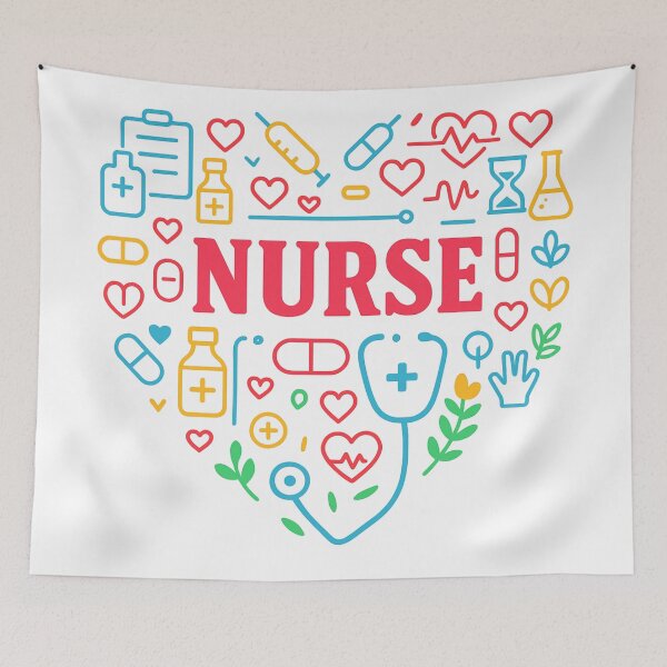 Item preview, Colorful Nurse Heart Doodle  designed and sold by catthemedic.