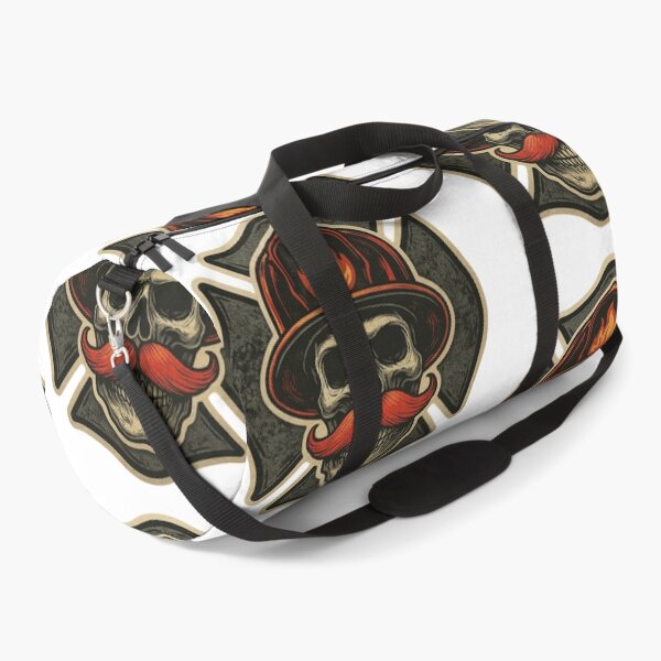 Item preview, Firefighter Skull Sticker – Maltese Cross with Mustache and Flame Helmet – Grunge Firefighter Vinyl Design designed and sold by Rhykho Realm.
