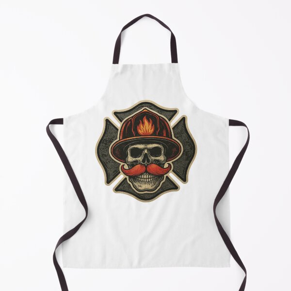 Item preview, Firefighter Skull Sticker – Maltese Cross with Mustache and Flame Helmet – Grunge Firefighter Vinyl Design designed and sold by Rhykho Realm.
