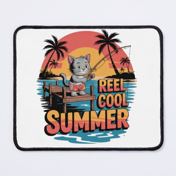 Item preview, Reel Cool Summer Retro Fishing Cat Design designed and sold by EpicMediaShop.