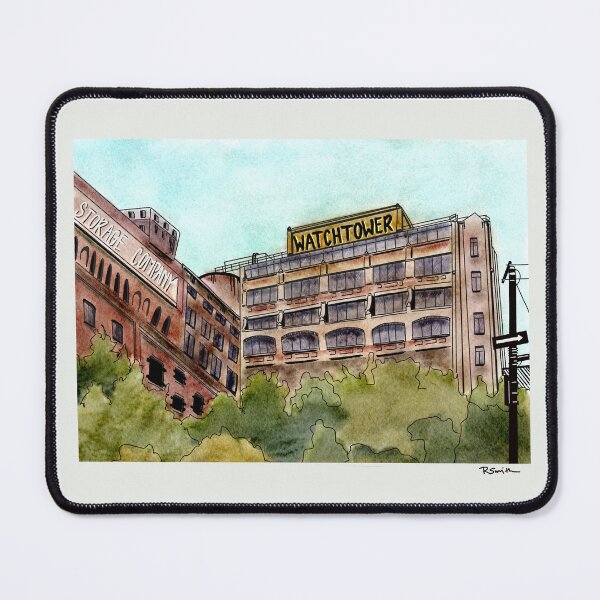 Item preview, Old Watchtower factory Bklyn - watercolor style designed and sold by Shutterbunny Art & Creative.