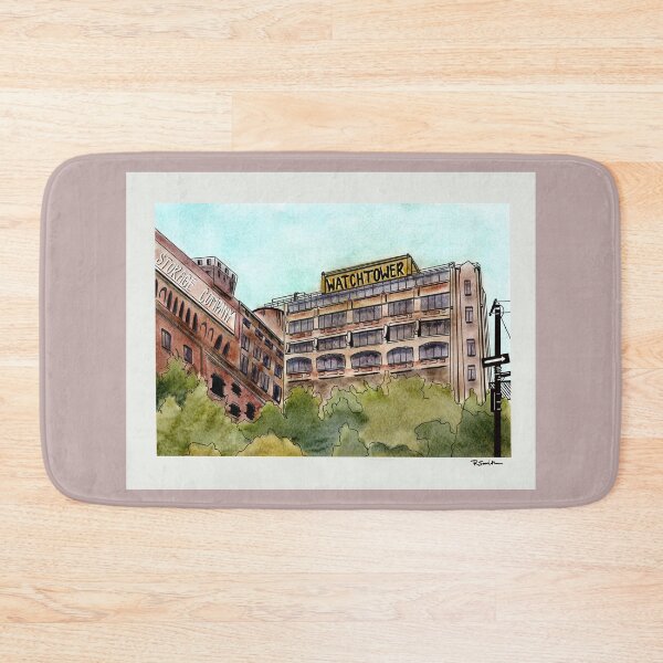 Item preview, Old Watchtower factory Bklyn - watercolor style designed and sold by Shutterbunny Art & Creative.