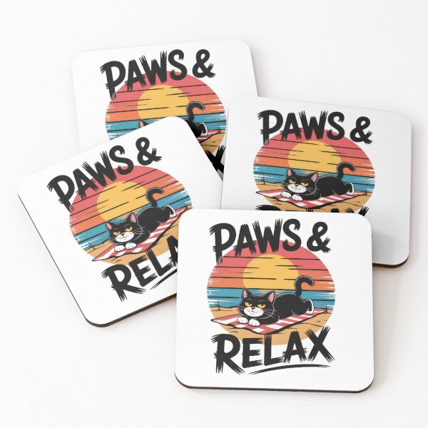 Item preview, Paws and Relax Retro Sunset Cat Design designed and sold by EpicMediaShop.