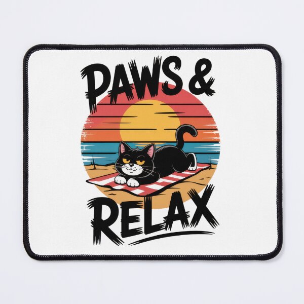 Item preview, Paws and Relax Retro Sunset Cat Design designed and sold by EpicMediaShop.