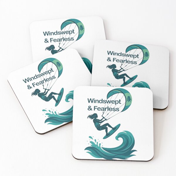 Item preview, Kiteboarding woman in teal- Windswept and Fearless designed and sold by Visions of the Magpie.