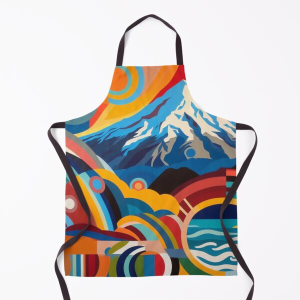 Item preview, Abstract painting of Mt Taranaki with bold colors and geometric shapes designed and sold by CristalleLisa.