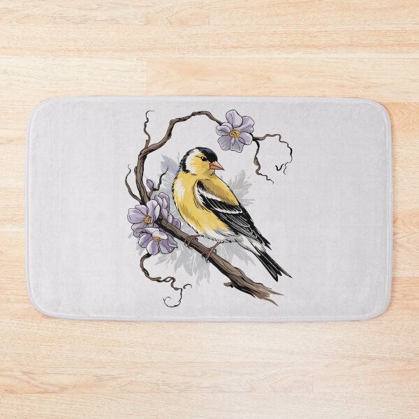 Item preview, Vintage Goldfinch on Branch with Violet Florals designed and sold by BirdsnStuff.