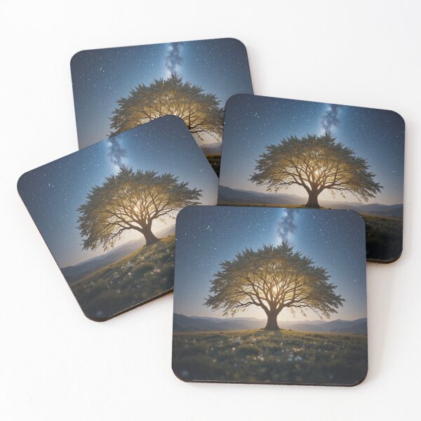 Item preview, majestic tree stands illuminated at the center of a vast landscape, designed and sold by InezPhotography.
