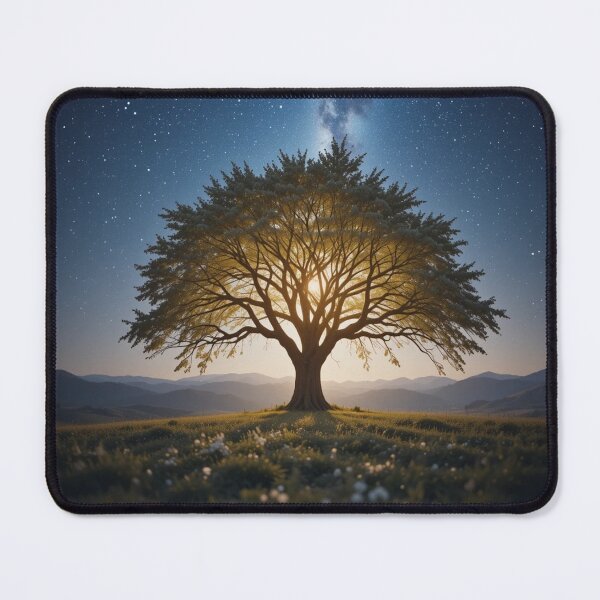 Item preview, majestic tree stands illuminated at the center of a vast landscape, designed and sold by InezPhotography.