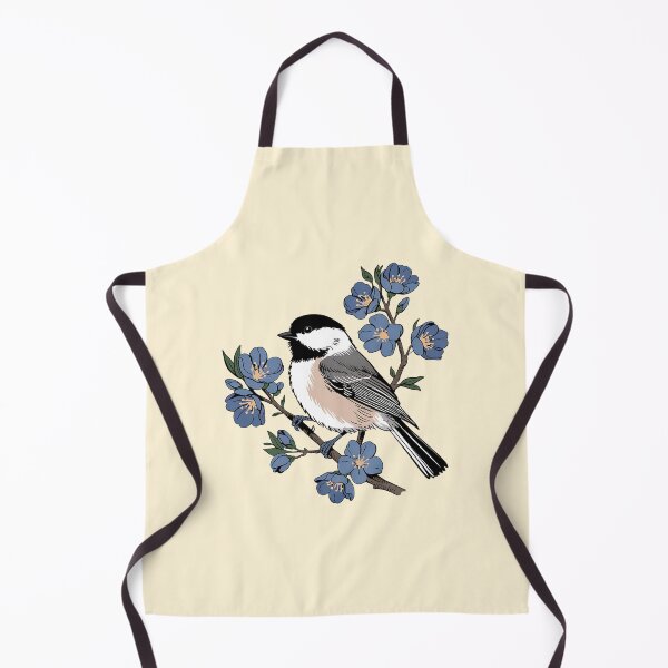 Item preview, Black-Capped Chickadee with Soft Blue Blossoms designed and sold by BirdsnStuff.