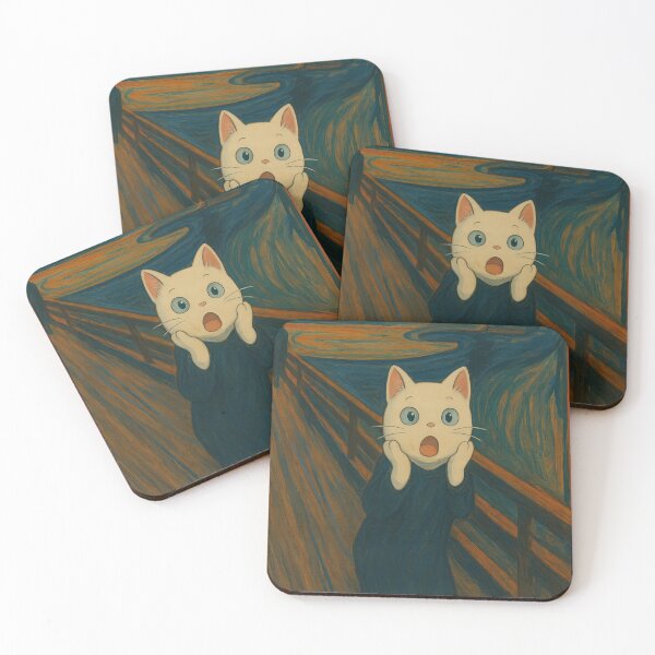 Item preview, Ghibli-Style Cat Screaming – Munch's The Scream Parody Illustration designed and sold by iamwonderkitty.