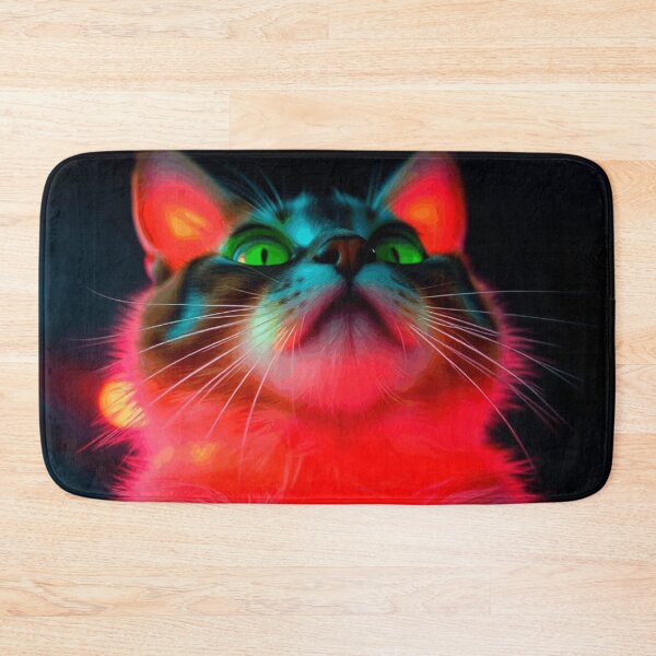 Item preview, Neon Cyber Cat – Glowing Kitty Under the Night Sky designed and sold by apoknight.