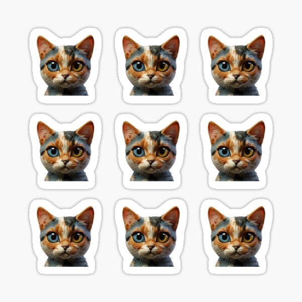 Item preview, Zeki - 3D Mystique Calico Cat with Odd Eyes – Heterochromia Blue & Amber Eyes Cat Portrait designed and sold by iamwonderkitty.