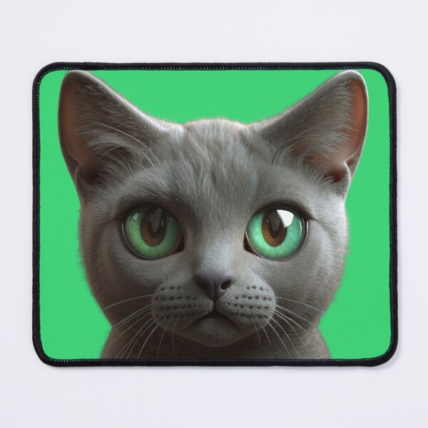 Item preview, Tods - 3D Russian Blue Cat – Emerald Green Eyes & Sleek Gray Fur designed and sold by iamwonderkitty.
