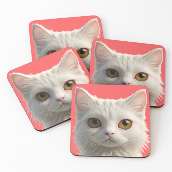 Item preview, Sena - 3D Turkish Angora Cat – Fluffy White Longhair & Golden Eye designed and sold by iamwonderkitty.