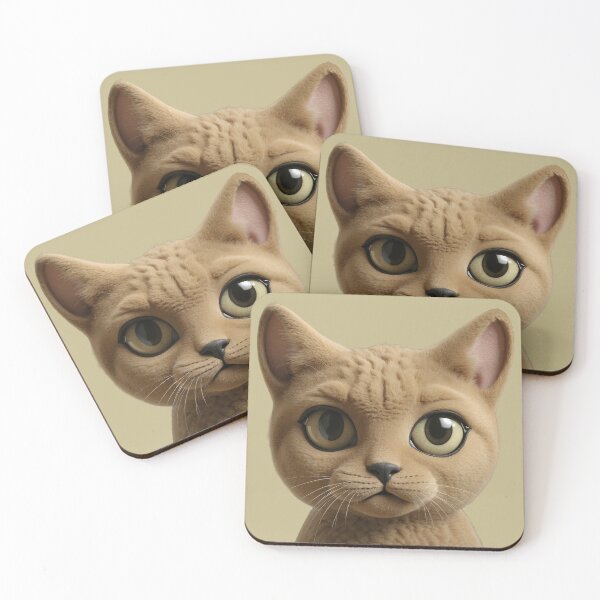 Item preview, Puka - 3D Burma Cat Face – Cream-Colored Kitty with Big Eyes designed and sold by iamwonderkitty.