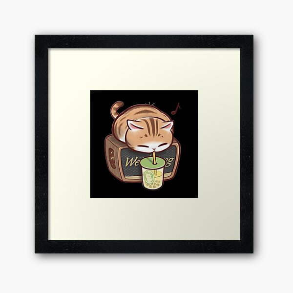 Item preview, chat buvant du boba designed and sold by Josinta.