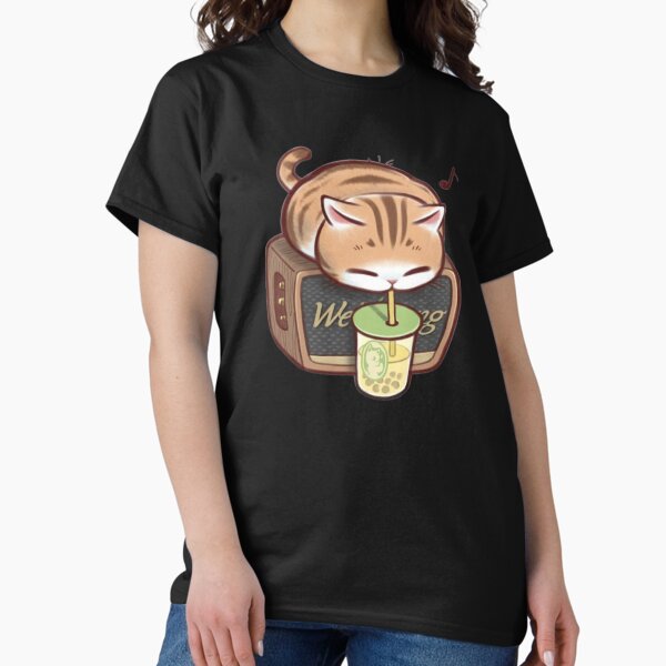 Item preview, cat drinking boba designed and sold by Josinta.