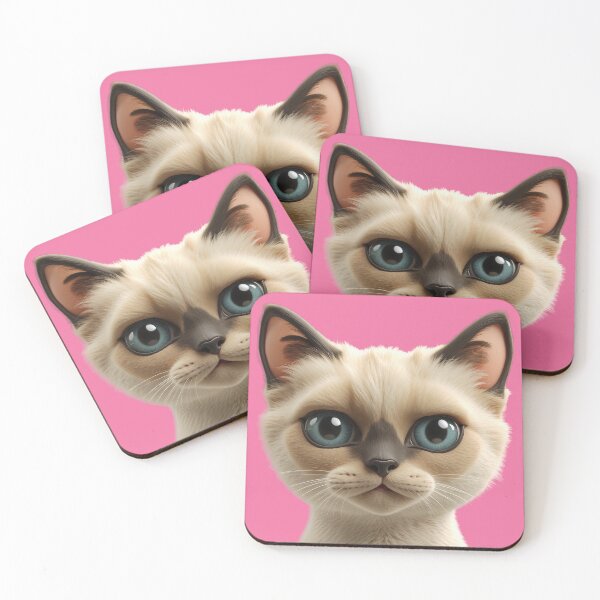 Item preview, Lulu - 3D Siamese Cat Face – Big Blue Eyes & Cream Point Kitty designed and sold by iamwonderkitty.