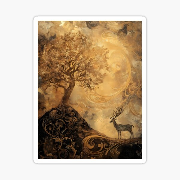 Item preview, The deer and the dreaming tree designed and sold by NereidCanvas.