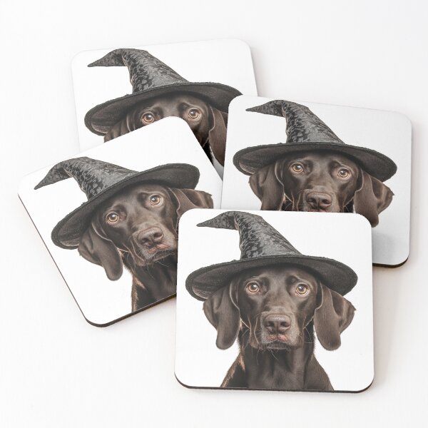 Item preview, Pointer dog Wearing Halloween Witch Hat designed and sold by LazyOwlStore.