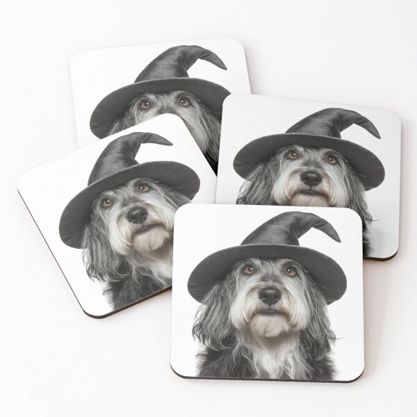 Item preview, Polish Lowland Sheepdog Wearing Halloween Witch Hat designed and sold by LazyOwlStore.