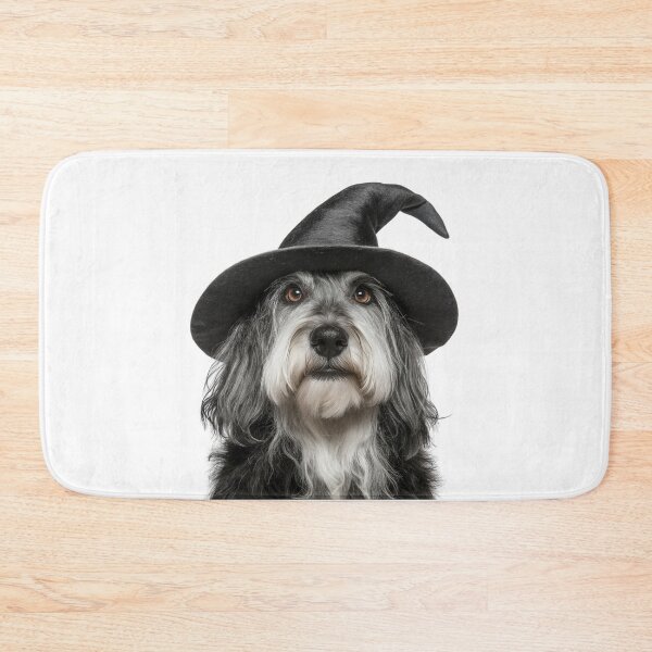 Item preview, Polish Lowland Sheepdog Wearing Halloween Witch Hat designed and sold by LazyOwlStore.