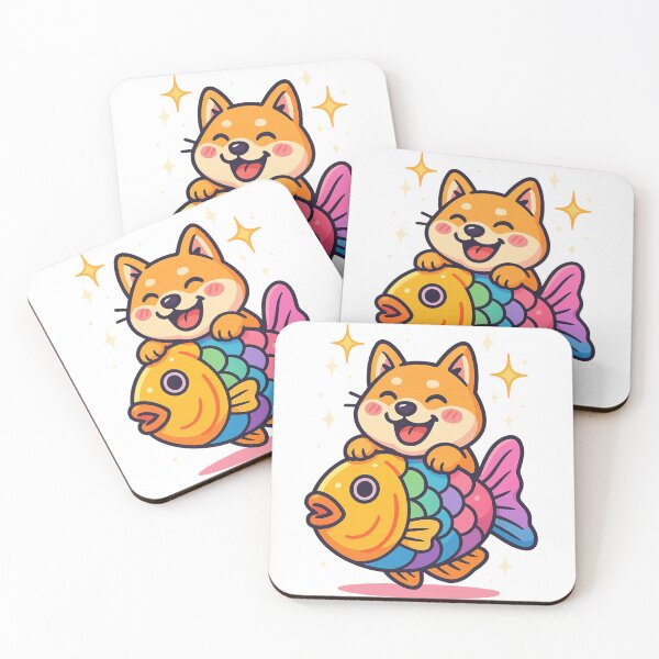 Item preview, Shiba on a Lucky Koi – Kawaii Carp Ride designed and sold by SHIBAINU3132.